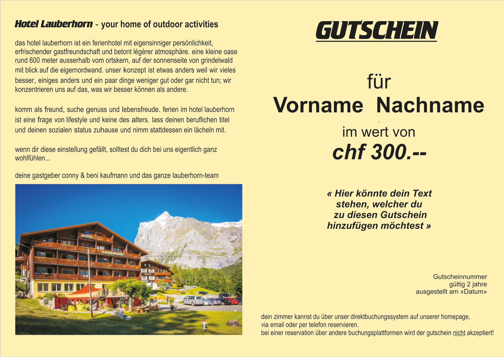 Gutschein Hotel Lauberhorn Grindelwald